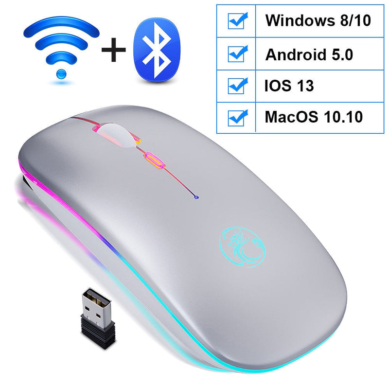 Mouse Wireless Bluetooth RGB Recarregável iMice