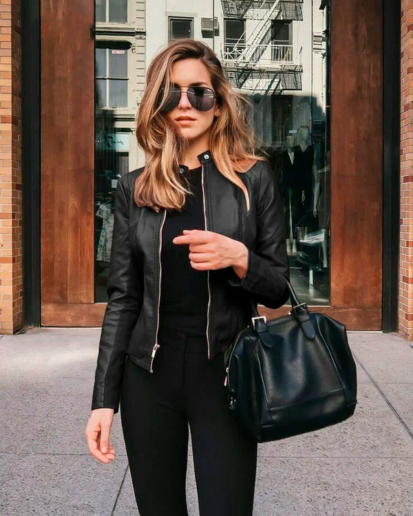 Jaqueta de Couro Feminina Zara Moda Inverno